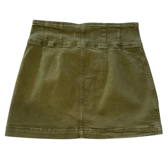 We the Free Mini Skirt Virgo Zip-Front Cadet Green Denim Women’s Size 29 - Picture 5 of 8
